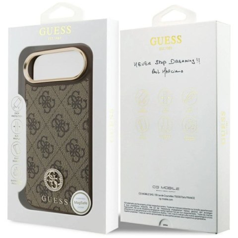 Etui Guess 4G Strass Logo MagSafe na iPhone Air - brązowe Guess