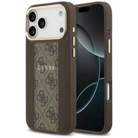 Etui Guess 4G Stripe MagSafe na iPhone 17 Pro Max - brązowe Guess