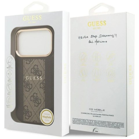 Etui Guess 4G Stripe MagSafe na iPhone 17 Pro - brązowe Guess