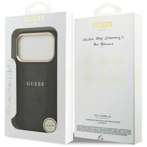 Etui Guess 4G Stripe MagSafe na iPhone 17 Pro - czarne Guess