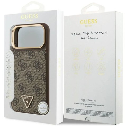 Etui Guess 4G Triangle Logo MagSafe na iPhone 17 Pro Max - brązowo-złote Guess
