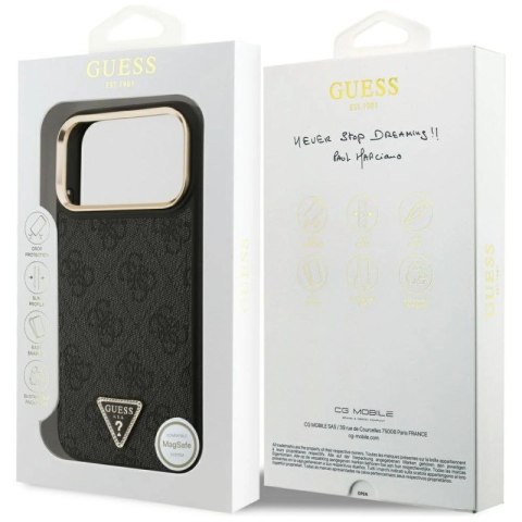Etui Guess 4G Triangle Logo MagSafe na iPhone 17 Pro Max - czarno-złote Guess