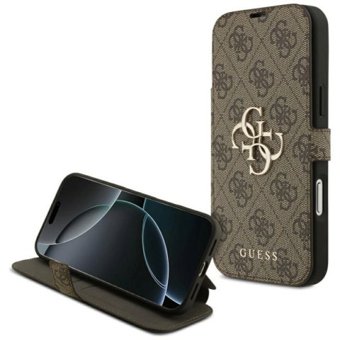Etui Guess Book 4G Metal Logo na iPhone 17 Pro Max - brązowe Guess