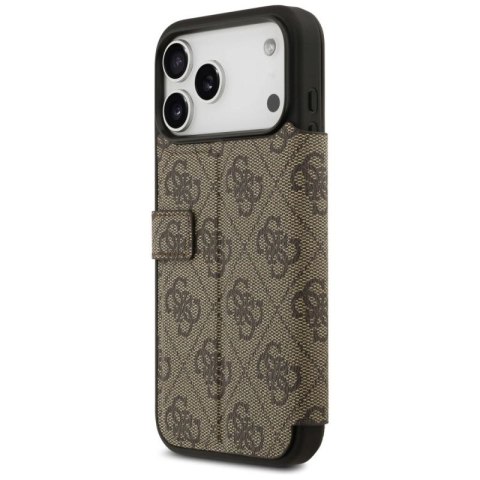 Etui Guess Book 4G Metal Logo na iPhone 17 Pro Max - brązowe Guess
