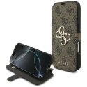 Etui Guess Book 4G Metal Logo na iPhone 17 Pro - brązowe Guess