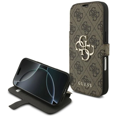 Etui Guess Book 4G Metal Logo na iPhone 17 Pro - brązowe Guess