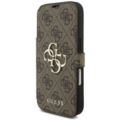 Etui Guess Book 4G Metal Logo na iPhone 17 Pro - brązowe Guess