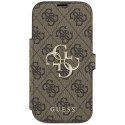Etui Guess Book 4G Metal Logo na iPhone 17 Pro - brązowe Guess