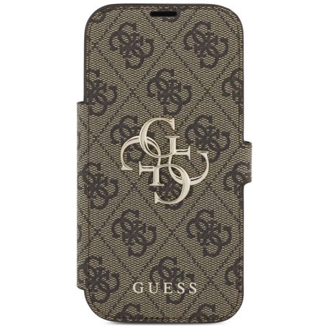 Etui Guess Book 4G Metal Logo na iPhone 17 Pro - brązowe Guess