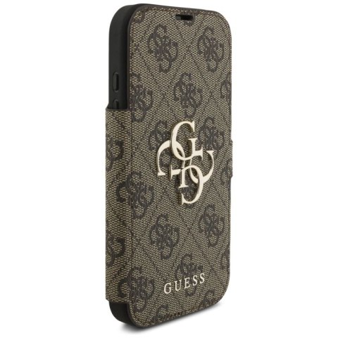 Etui Guess Book 4G Metal Logo na iPhone 17 Pro - brązowe Guess