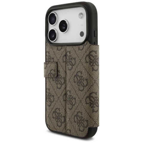 Etui Guess Book 4G Metal Logo na iPhone 17 Pro - brązowe Guess