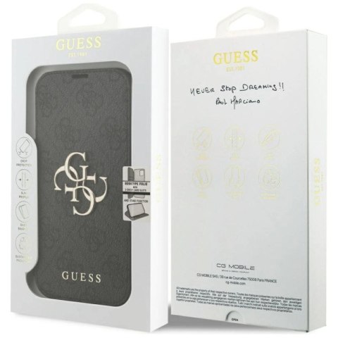 Etui Guess Book 4G Metal Logo na iPhone 17 Pro - czarne Guess