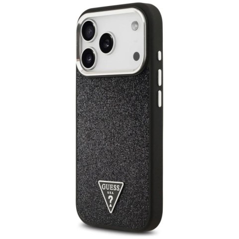 Etui Guess Glitter Triangle Logo MagSafe na iPhone 17 Pro - czarne Guess