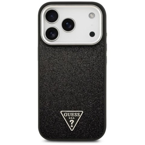 Etui Guess Glitter Triangle Logo MagSafe na iPhone 17 Pro - czarne Guess