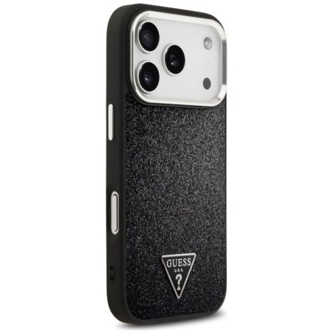 Etui Guess Glitter Triangle Logo MagSafe na iPhone 17 Pro - czarne Guess