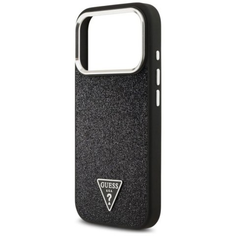 Etui Guess Glitter Triangle Logo MagSafe na iPhone 17 Pro - czarne Guess