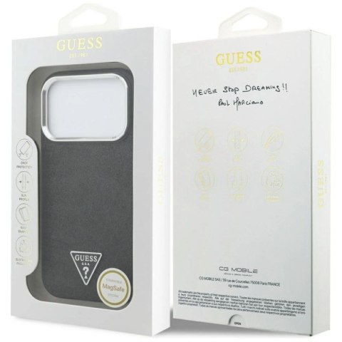 Etui Guess Glitter Triangle Logo MagSafe na iPhone 17 Pro - czarne Guess