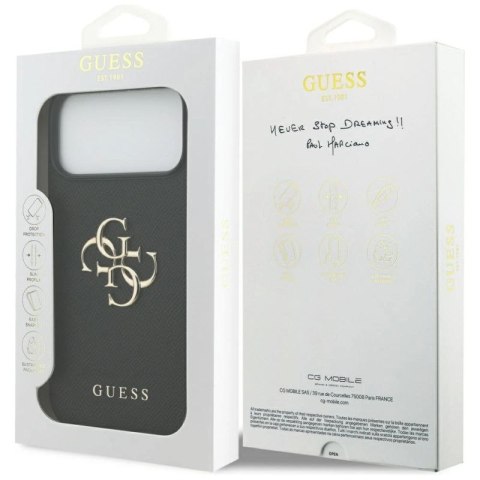 Etui Guess Grained Big 4G & Classic Logo na iPhone 17 Pro Max - czarne Guess