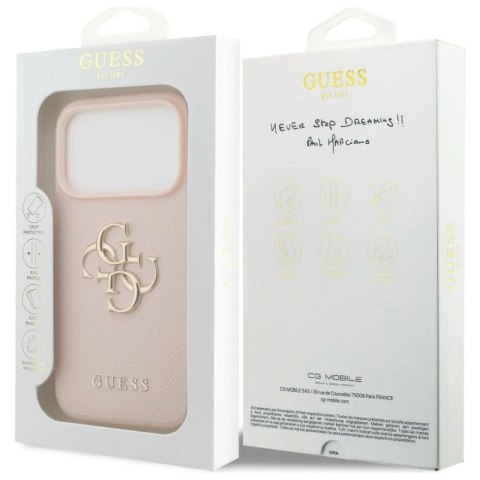 Etui Guess Grained Big 4G & Classic Logo na iPhone 17 Pro - różowe Guess