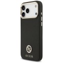 Etui Guess Grained Strass Logo MagSafe na iPhone 17 Pro Max - czarne Guess
