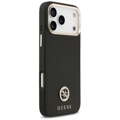 Etui Guess Grained Strass Logo MagSafe na iPhone 17 Pro Max - czarne Guess