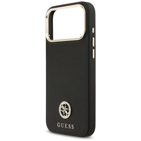 Etui Guess Grained Strass Logo MagSafe na iPhone 17 Pro Max - czarne Guess