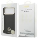 Etui Guess Grained Strass Logo MagSafe na iPhone 17 Pro Max - czarne Guess