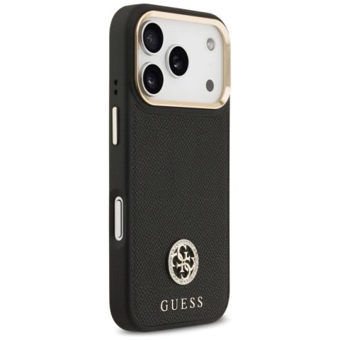 Etui Guess Grained Strass Logo MagSafe na iPhone 17 Pro - czarne Guess