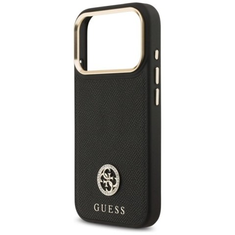 Etui Guess Grained Strass Logo MagSafe na iPhone 17 Pro - czarne Guess