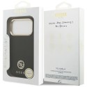 Etui Guess Grained Strass Logo MagSafe na iPhone 17 Pro - czarne Guess