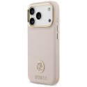 Etui Guess Grained Strass Logo MagSafe na iPhone 17 Pro - różowe Guess