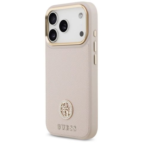 Etui Guess Grained Strass Logo MagSafe na iPhone 17 Pro - różowe Guess