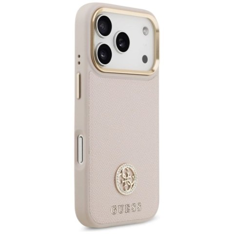 Etui Guess Grained Strass Logo MagSafe na iPhone 17 Pro - różowe Guess