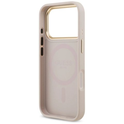 Etui Guess Grained Strass Logo MagSafe na iPhone 17 Pro - różowe Guess