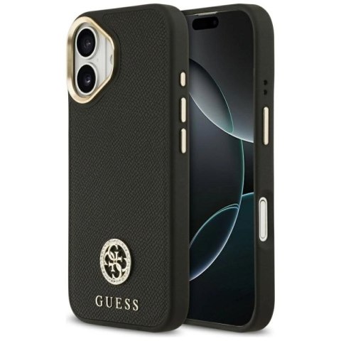 Etui Guess Grained Strass Logo MagSafe na iPhone 17 - czarne Guess