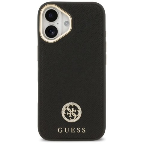 Etui Guess Grained Strass Logo MagSafe na iPhone 17 - czarne Guess
