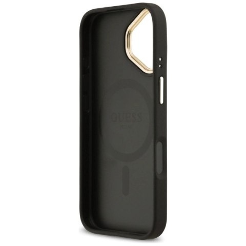 Etui Guess Grained Strass Logo MagSafe na iPhone 17 - czarne Guess