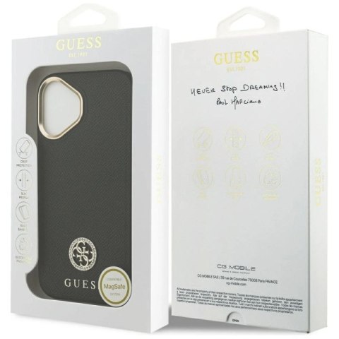 Etui Guess Grained Strass Logo MagSafe na iPhone 17 - czarne Guess