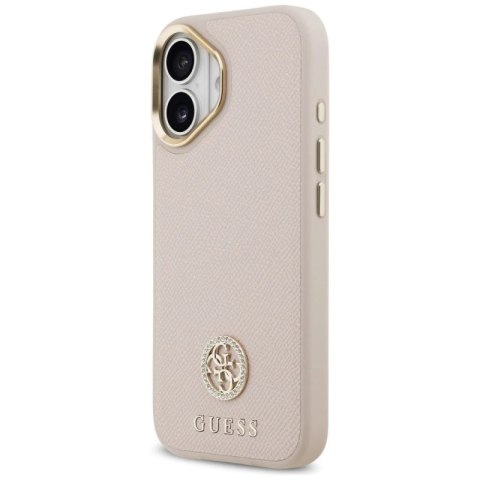 Etui Guess Grained Strass Logo MagSafe na iPhone 17 - różowe Guess