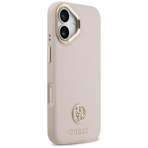 Etui Guess Grained Strass Logo MagSafe na iPhone 17 - różowe Guess