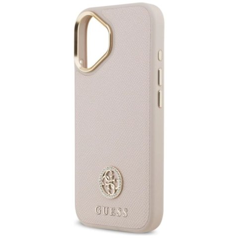 Etui Guess Grained Strass Logo MagSafe na iPhone 17 - różowe Guess
