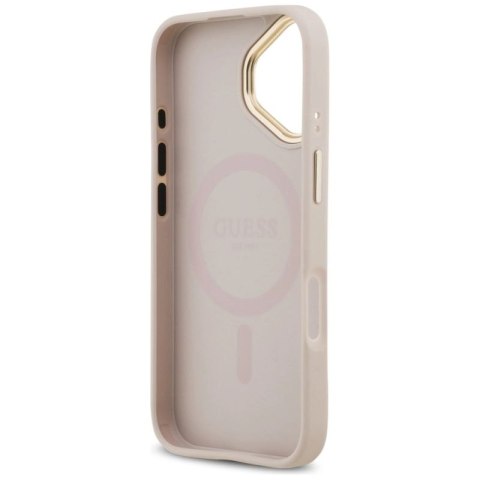Etui Guess Grained Strass Logo MagSafe na iPhone 17 - różowe Guess