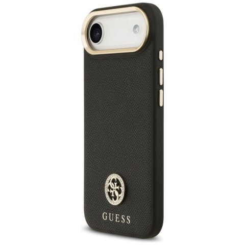 Etui Guess Grained Strass Logo MagSafe na iPhone Air - czarne Guess