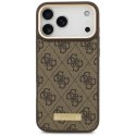 Etui Guess 4G Logo Plate MagSafe na iPhone 17 Pro Max - brązowe Guess