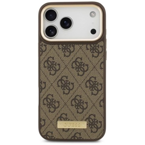 Etui Guess 4G Logo Plate MagSafe na iPhone 17 Pro Max - brązowe Guess