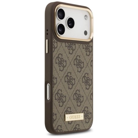 Etui Guess 4G Logo Plate MagSafe na iPhone 17 Pro Max - brązowe Guess