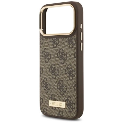 Etui Guess 4G Logo Plate MagSafe na iPhone 17 Pro Max - brązowe Guess