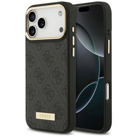 Etui Guess 4G Logo Plate MagSafe na iPhone 17 Pro Max - czarne Guess