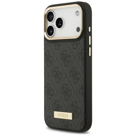 Etui Guess 4G Logo Plate MagSafe na iPhone 17 Pro Max - czarne Guess