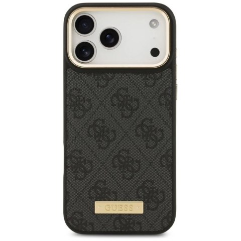 Etui Guess 4G Logo Plate MagSafe na iPhone 17 Pro Max - czarne Guess